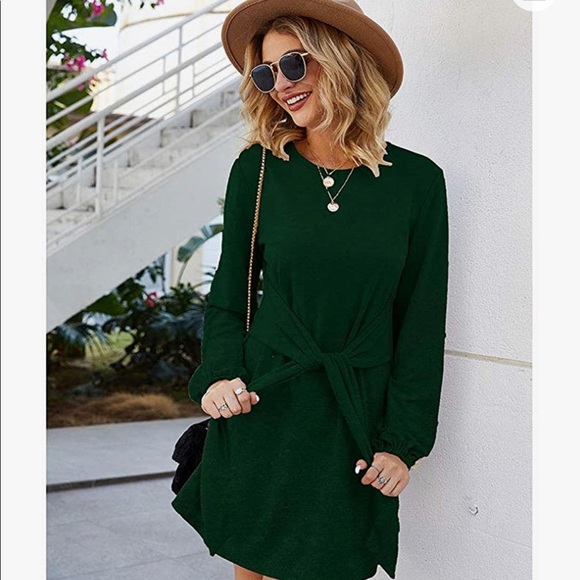 Amazon Fashion Green Tie Dress - Picture 5 of 8